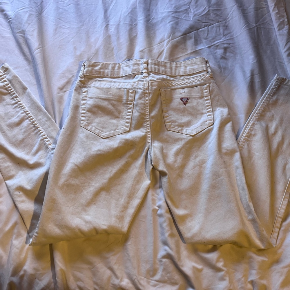 Guess white jeans low rise power skinny Cindy fu